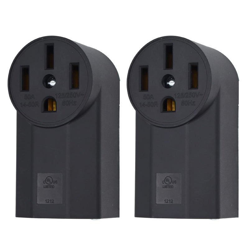 micmi NEMA 14-50R Receptacle 3-Pole 4-Wire Surface Mount Power Receptacle 250V 50A UL Listed, Black 2 Pack (NEMA 14-50R) - Image 1
